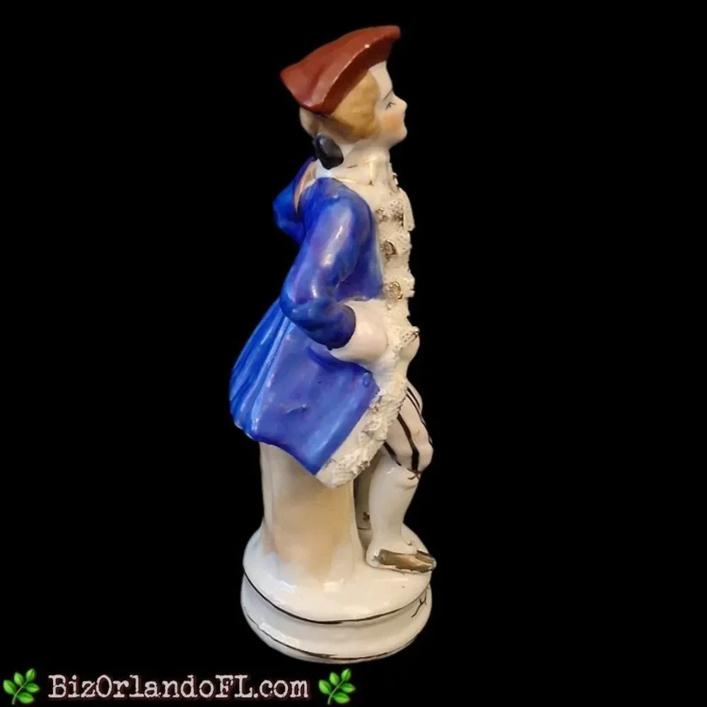 VINTAGE: Colonial Man Porcelain Lace on Jacket Figurine Occupied Japan Made HTF